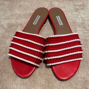 Tabitha Simmons Made in Italy Red & White Frilly Sandals
